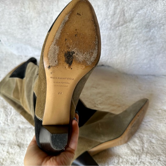 Isabel Marant Patchwork Suede Boots Army Green - Picture 7 of 10